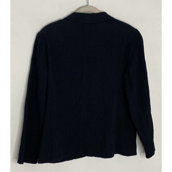 TERI JON Rickie Freeman Black Crinkle Button Light Blazer Jacket Size 8 - Picture 5 of 6